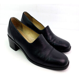 Ariat Womens Size 7 Black Leather Slip On 2" Heeled Loafer Shoes